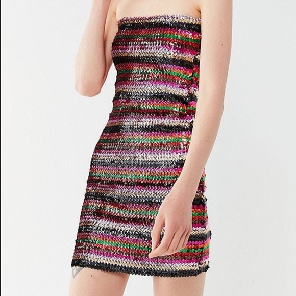 UO Rainbow Stripped Sequin Mini Dress - Picture 5 of 8